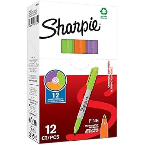 Marqueurs - Sharpie - 94328 - 12 Pices - Pointe Fine 1,0 Mm - Multicolore - Indlbile