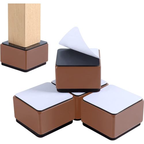 Marron - Les Coussins De Matelas Ajoutent 2 Pouces De Hauteur, Support En Acier Robuste 10,000 Lbs, Coussins De Table, Coussins De Chaise Ou Coussins De Canap, Ensemble De 4 Coussins De Meubles.