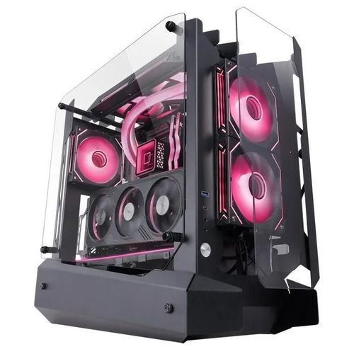 Mars Gaming MC-EDGE, Botier Gaming ATX, Design Open Air, Triple Panneau Verre Tremp, USB-C et USB 3.0, Noir