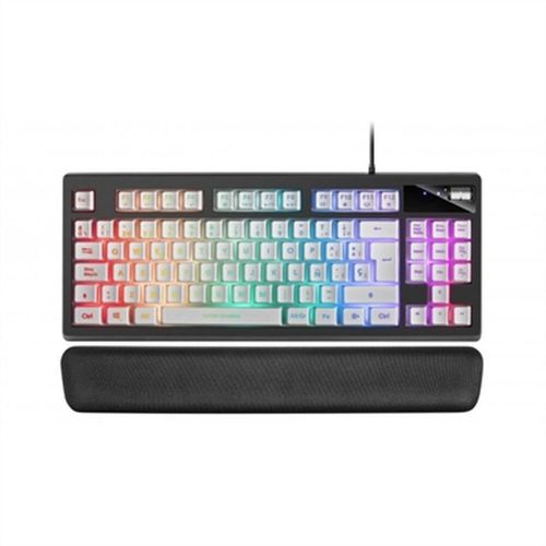 Mars Gaming MKAX White, clavier de jeu TKL H-Mech, repose-poignet en gel, disposition ESP