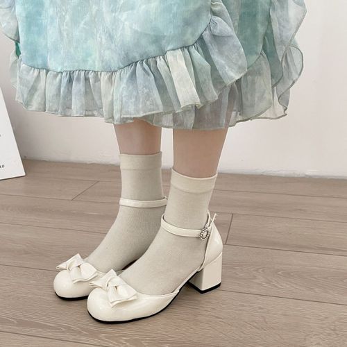 Mary-Chaussures  Essence Blanches Pour Femmes,Parker Rond Peu Profond,Chaussures  Talons Mi-Hauts Pour Dames,Escarpins Simples lgants Pour L'extrieur,Mode Printemps Et Automne - 37