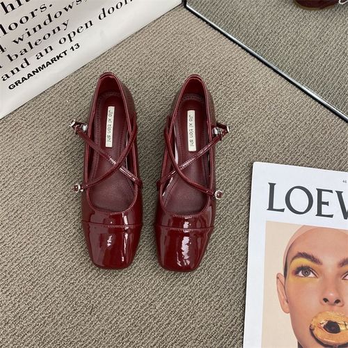 Mary-Chaussures  Essence Rtro  Talons Moyens Pour Femmes,Chaussures Simples,Douces Et Confortables,Ballerines Rouges,2024 - 37