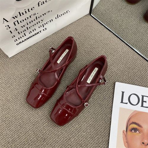 Mary-Chaussures  Talons Moyens Pour Femme,Chaussures Simples  Essence,Optique Rtro,Ballerines  Talons Croiss,Semelle Souple Peu Profonde,2024 - 37