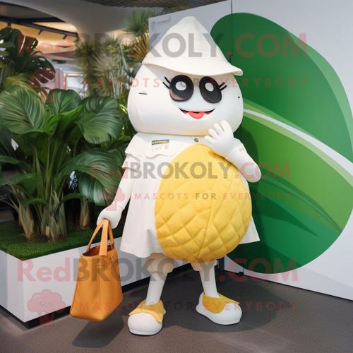 Mascotte Redbrokoly De Personnage De Mangue Blanche Habille D'une Combinaison Et De Sacs  Main