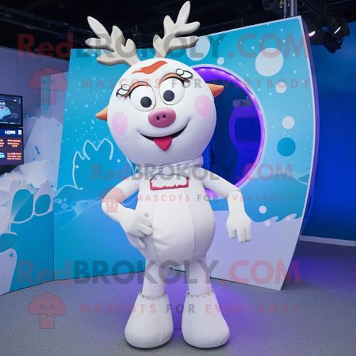 Mascotte Redbrokoly De Personnage De Renne Blanc Habill D'un Bikini Et De Pinces  Cheveux