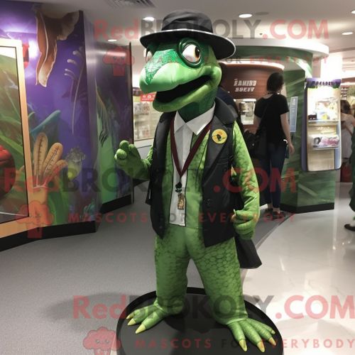 Mascotte Redbrokoly De Python Vert Personnage Habill D Un Smoking Et De Sacs  Dos