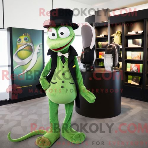 Mascotte Redbrokoly De Python Vert Personnage Habill D Un Smoking Et De Sacs  Dos