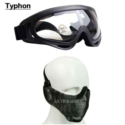 Masque Avec Lunettes Dulbreathable Demi-Visage Airsoft Cs Game Training Shooting Protective Camo Masks - Type Typhon