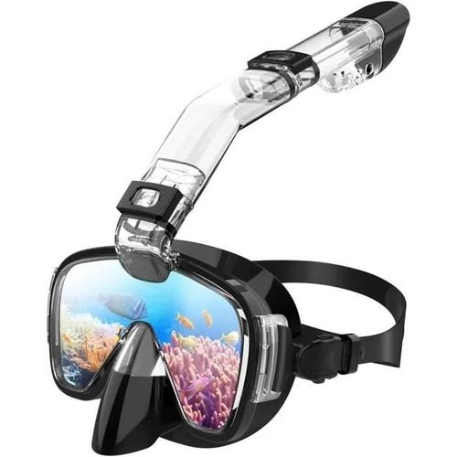 Masque De Plonge Avec Tuba Pliable Kit,Snorkeling En Silicone Anti-Bue,Avec Innovant Systme Respiratoire,Support Pour Camra - S