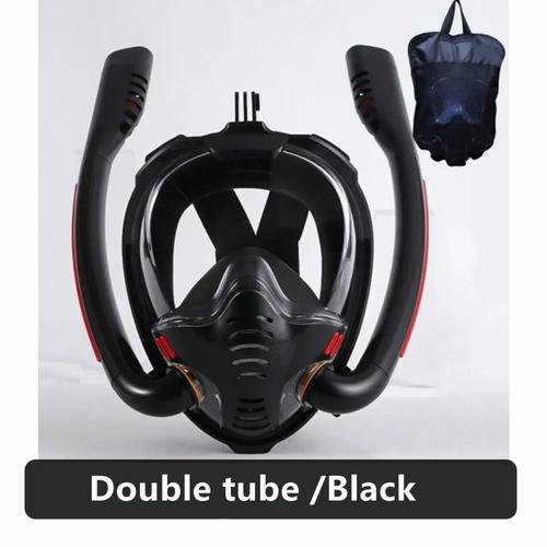 Masque De Plonge En Apne  Double Tube En Silicone Pour Adulte,Masque De Natation Entirement Sec,Lunettes De Plonge,Ories Sous-Marine Autonome - Type Black 1-L/Xl