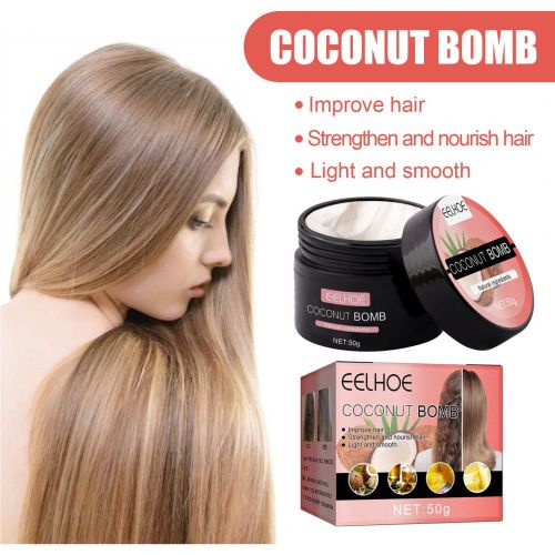 Masque De Rparation Capillaire  L'huile De Noix De Coco, 50g, Hydratant, Lissant, Shampoing, Revitalisant, Rduit La Scheresse, Soins Capillaires De Beaut