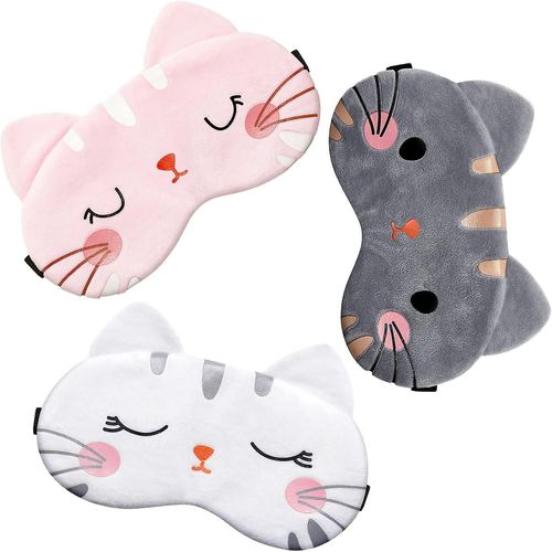 Masque De Sommeil Mignon Pour Les Yeux Pour Dormir 3 Pices Dessin Anim Chat Chien Visage Cache-Yeux Drle Animal Masque De Sommeil Doux Lger Nuit Sommeil Masques Chat Masque Pour Les Yeux Aveugle