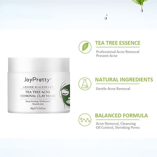 Masque En Argile D'arbre  Th Vert, Crme De Traitement Contre L'acn, Nettoyant Pour Le Visage, Dissolvant De Points Noirs, Soins Pour La Peau