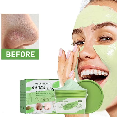 Masque Facial  Base D'argile De Th Vert, Contrle De L'huile, Nettoyage En Profondeur, Dissolvant De Points Noirs, Purification Des Pores, Rtrcissement Nourrissant, Masque Facial, 100g