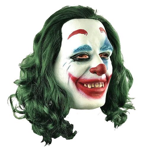 Masque Latex Clown Joker Perruque Vert Adulte