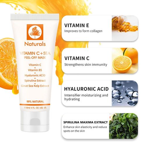 Masque Peel-Off  La Vitamine C 120f, Dissolvant De Points Noirs, Nettoyage En Profondeur, Soins De La Peau, Rtrcissement Des Pores, Traitement De L'acn, Nez, Nettoyage Des Pores Noirs