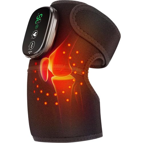 Masseur De Genoux Chauffant Avec Lumire Rouge,Genouillre Chauffante Sans Fil Avec Vibration,Genouillre Chauffante Pour paule,Coude Et Genou,1 Pack,Noir Profond