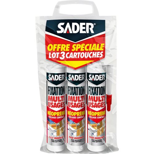 Mastic Colle Multi-Usage Sader 310 Ml, Lot De 3