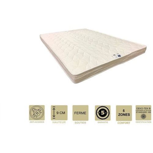 Matelas Ferme Mmoire De Forme 60 Kg/M3 130x190 X 9 Cm + Oreiller Visco - 5 Zones De Confort - Ame Poli Lattex Haute Rsilience Hd - Hypoallergnique