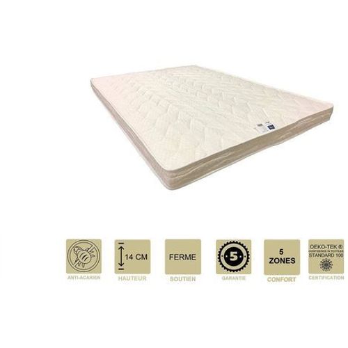 Matelas Ferme Mmoire De Forme 60 Kg/M3 Pour Canap Lit 140x200 X 14 Cm - 5 Zones De Confort - Ame Poli Lattex Haute Rsilience Hd - Hypoallergnique