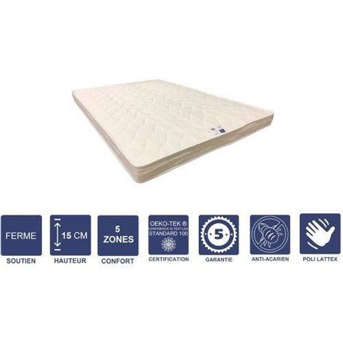 Matelas Ferme Pour Canap Lit 140x190 X 15 Cm - 5 Zones De Confort - Ame Poli Lattex Haute Rsilience - Hypoallergnique