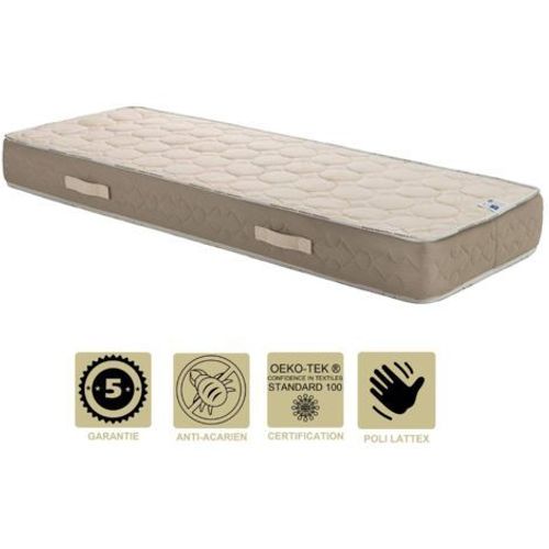 Matelas Latex Naturel 140x190 X 22 Cm Trs Ferme - Tissu 100% Coton - 5 Zones De Confort - Ame Poli Lattex Hr Haute Densit - Hypoallergnique