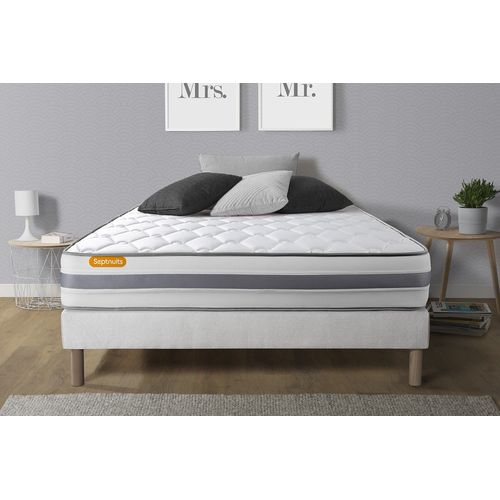 Matelas + Sommier 140x200 Memo Spring Ressorts Ensaches 3 Zones De Confort Maxi Epaisseur