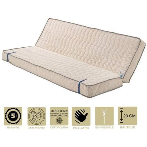 Matelas Trs Ferme Pour Clic Clac 140x190 X 20 Cm - Dim Assise 70 Cm - 7 Zones De Confort - Dhoussable Housse Lavable - Noyau Mousse Poli Lattex Haute Rsilience - Hypoallergnique