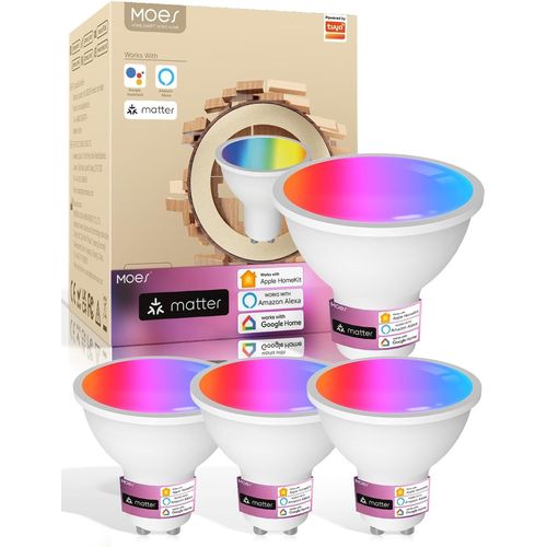 Matter Ampoule Intelligente Gu10, Lampe Led Wlan Rgb, Dimmable, 2700k-6500k Blanc Chaud & Froid, Synchronisation Musicale, 16m De Couleurs, Compatible Avec Apple Homekit & Alexa, G[Amp743323]