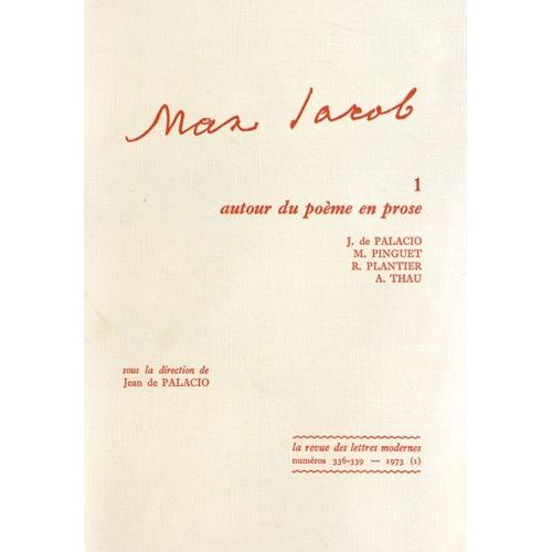 Max Jacob - Tome 1, Autour Du Pome En Prose   de Palacio Jean de  Format Broch 