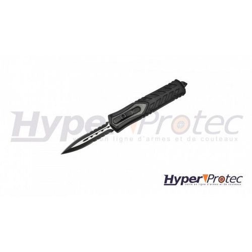 Max Knives Mko19 Couteau Lame Double Tranchant Semi-Dente 3cr13 Manche 14 Cm Alu Avec Insert Fibre De Carbone Noir