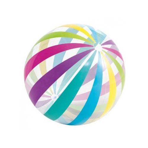 Maxi Ballon De Plage Gonflable Fun Et Colore Diametre Geant Xxl 107 Cm - Jeu D'eau, Piscine - Set Balle De Jeu Jumbo Et Carte