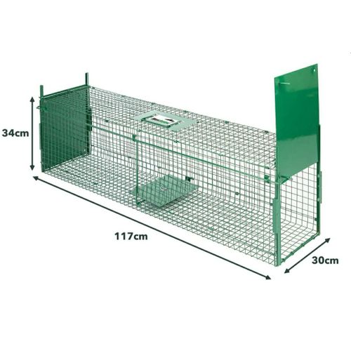 MaxxGarden Piège à chat, 117 x 30 x 34 cm, piège à chats, Double entrée, Pliable, Couleur Vert