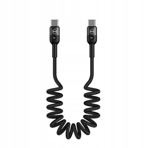 Mcdodo Cble Spiral USB Type C vers USB Type C Rtractable, 60 W, 1.8m, Noir