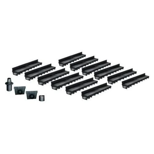 Mea Caniveau Extrieur Avec Grille  Fente En Pe Classe A15 (12x1m) Meapark - Systme De Drainage En Plastique Recycl Diamtre Utile 10cm