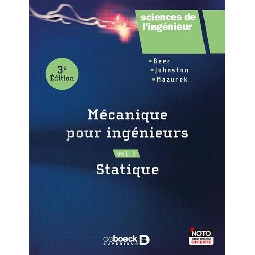 Mcanique Pour Ingnieurs - Volume 1, Statique   de Beer Ferdinand-P  Format Beau livre 