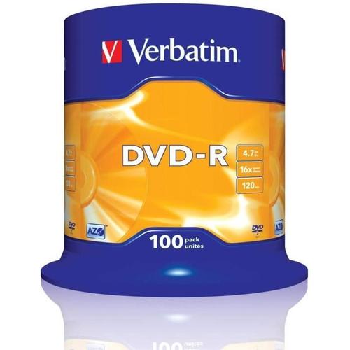 Media vierges VERBATIM DVD-R 16x 4,7 Go Carte 100 units 43549 (4) 257152