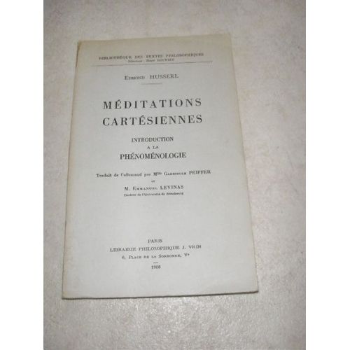 Meditations Cartesiennes ; Introduction A La Phenomenologie   de Husserl