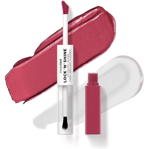 Megalast Lock N' Shine,Dual-Ended Lip Color And Clear Gloss,Vitamin E And Jojoba Oil Enriched Formula,La Pink Shade