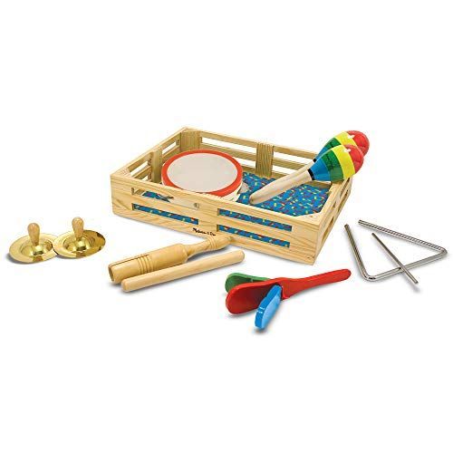 Melissa Doug Band-In-A-Box Clap Clang Tap Musical Instruments (Various Instruments, Wooden Storage Crate, 10-Piece Set, Great Gift For Girls And Boys - Best For 3, 4, 5, And 6 Year Olds)