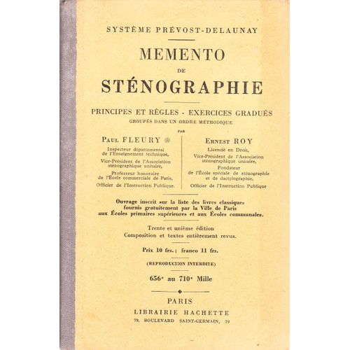 Memento de sténographie système PrévostDelaunay Rakuten Memento de sténographie système PrévostDelaunay Rakuten
