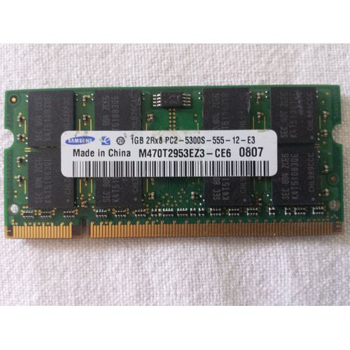 MEMOIRE PC PORTABLE DDR2 SAMSUNG / 1GB 2Rx8 PC2-5300S-555-12 -E3/ M470T2953EZ3-CE6