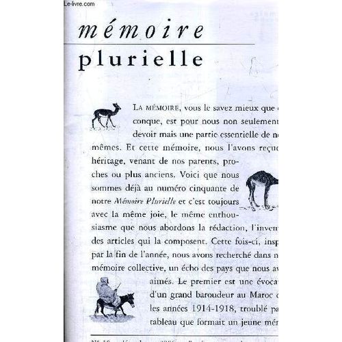 Memoire Plurielle N50 Decembre 2006 - Noel Berbre Jean Verchin - Lettre De Soldat De L'aurs Au Vaucluse - Sports D'hiver Itzer 1953 Raymond Rousselle - Chevauche En Tunisie Guy De ...   de COLLECTIF