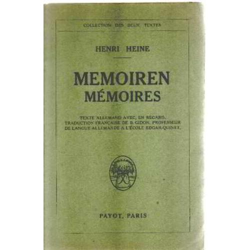 Memoiren/ Memoires/ Ed Bilingue   de Heine Henri 