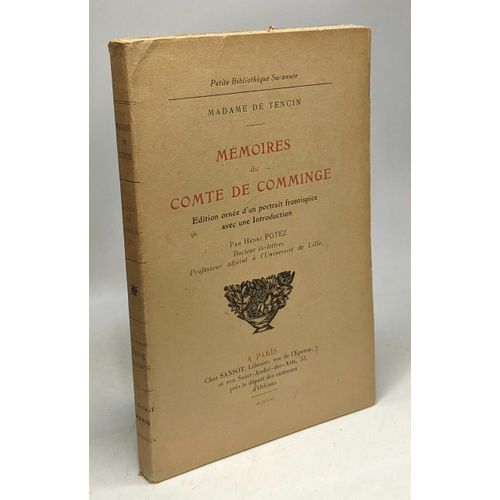 Mmoires Du Comte De Comminge - dition Orne D'un Portrait Frontispice Avec Une Introduction / Petite Bibliothque Suranne   de Madame De Tencin  Format Broch 