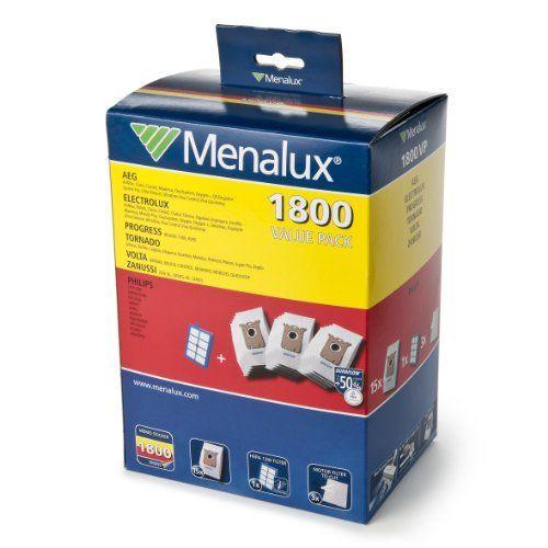 Menalux 1800 Vp Pack De 15 Sacs D'aspirateur, Filtres Moteur Et Filtre Hepa-13 Lavable Pour Aeg, Philips, Modles S-Bag, Ultrasilencer, Ausg 3901
