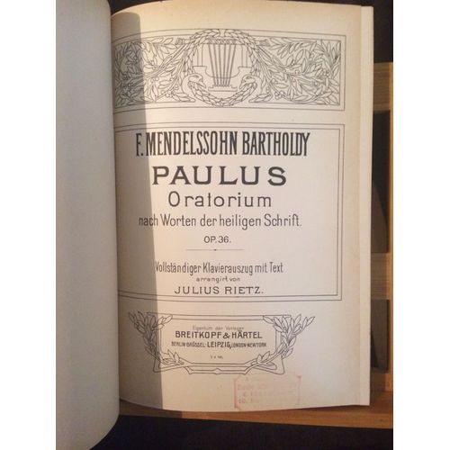 Mendelssohn Paulus Elias Partition Chant Piano Volume Reli Breitkopf