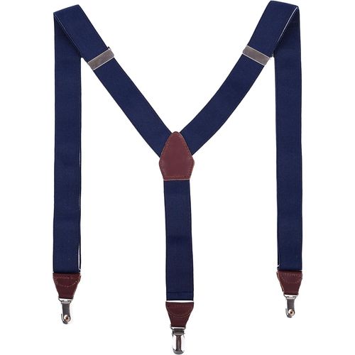 Mens Braces 3.5cm Wide-Genuine Leather Adjustable Elastic Braces With Extra Strong Clips I Suspenders Y Shape For Men,Gift Box Included