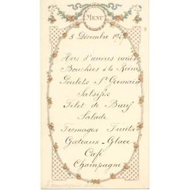 Menu Familiale Manuscrit Pour Un Repas Du 3 Decembre 1927 50 Ans De Mamie Anniversaire Rakuten