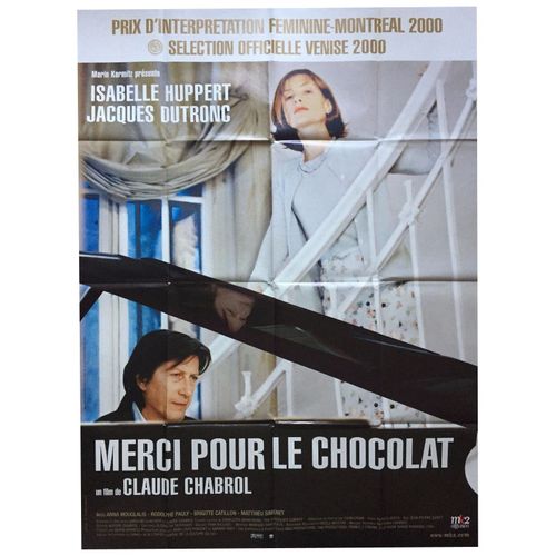 Merci Pour Le Chocolat - Vritable Affiche De Cinma Plie - Format 120x160 Cm - De Claude Chabrol Avec Isabelle Huppert, Jacques Dutronc, Anna Mouglalis, Mathieu Simonet - 2000